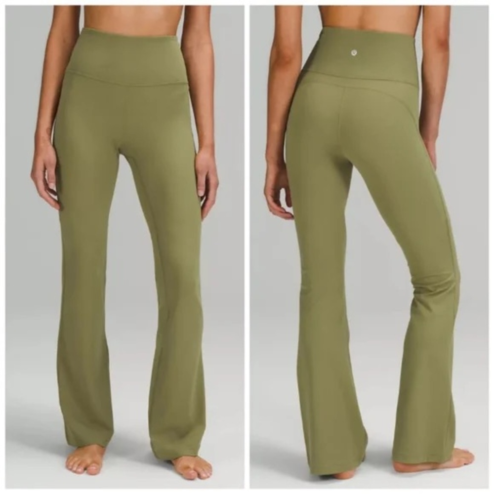 Lululemon Groove Super-High-Rise Flared Pant Nulu Bronze Chartreuse Green Size 4